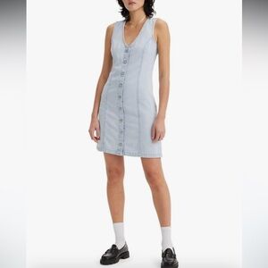 Levi's Light Blue Sleeveless Button-Front Denim Mini Dress